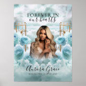 メモリアル標識 – ブルーバラ&金ゴールドゲート – 悔やみや弔慰 ポスター (正面)