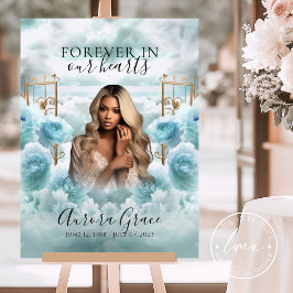 メモリアル標識 – ブルーバラ&金ゴールドゲート – 悔やみや弔慰 ポスター