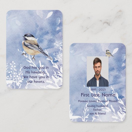 メモリアル水彩《鳥》アメリカゴガラ鳥冬自然 名刺 (正面/裏面)