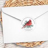 メモリアル深紅色が水彩パイン表示 ラウンドシール