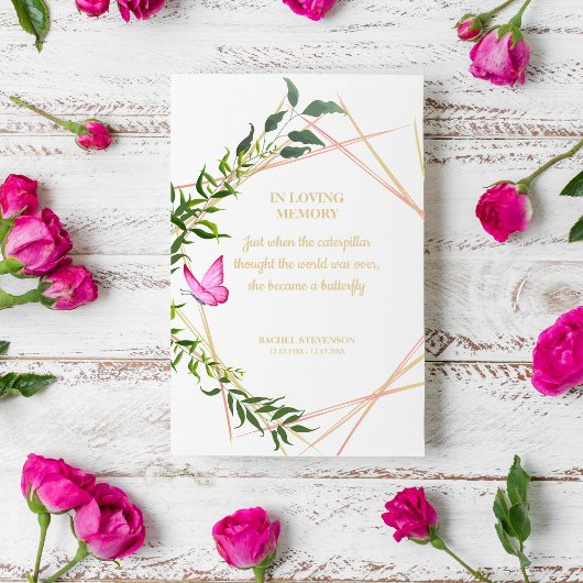 メモリアル用の蝶の植物親愛学 招待状
