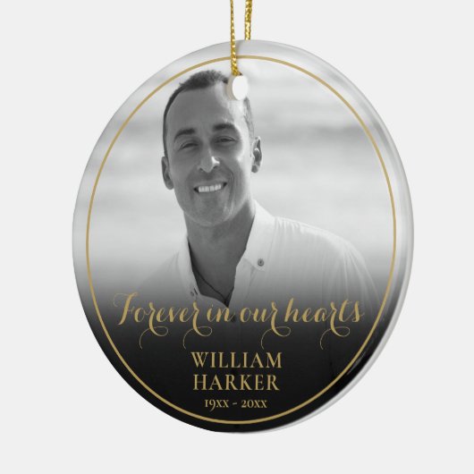 メモリアル白黒フォトクリスマスセラミックO セラミックオーナメント (左)