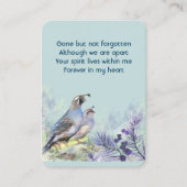 メモリアル祈りの言葉ウォーターカラーカリフォルニアウイル 名刺 (正面)