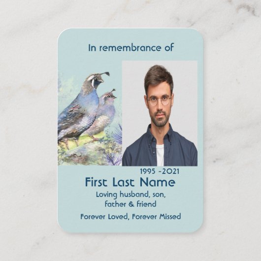 メモリアル祈りの言葉ウォーターカラーカリフォルニアウイル 名刺 (裏面)