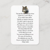 メモリアル祈りの言葉ウルフ自然動物 名刺 (裏面)