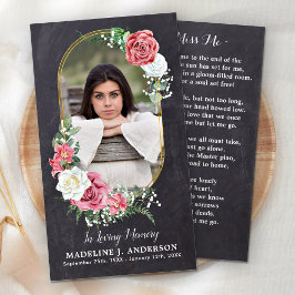 メモリアル祈りの言葉エレガントカード写真フローラ葬儀