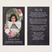 メモリアル祈りの言葉エレガントカード写真フローラ葬儀 (正面&裏面)