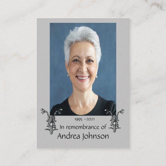 メモリアル祈りの言葉オートバイバイクもしくは自転車に乗る人クリスチャン 名刺 (裏面)