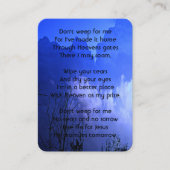 メモリアル祈りの言葉オートバイバイクもしくは自転車に乗る人クリスチャン 名刺 (正面)