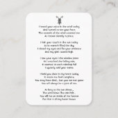 メモリアル祈りの言葉オートバイバイクもしくは自転車に乗る人事業C 名刺 (正面)