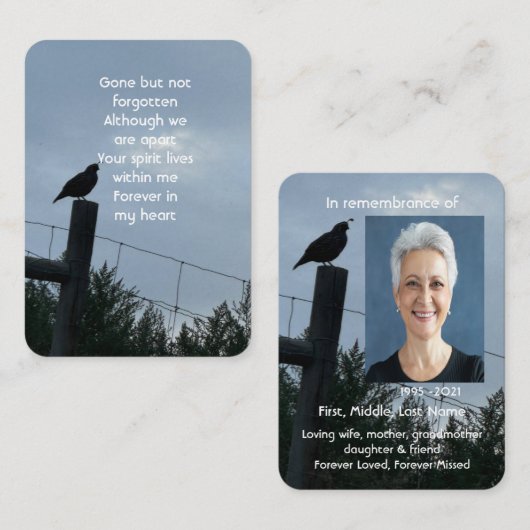 メモリアル祈りの言葉カリフォルニアウズルバード 名刺 (正面/裏面)