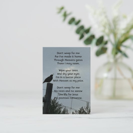 メモリアル祈りの言葉カリフォルニアウズルバード 名刺 (スタンド正面)