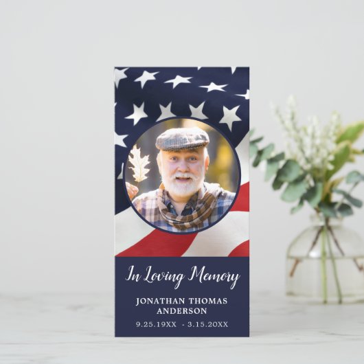 メモリアル祈りの言葉カードアメリカ国旗退役軍人葬儀 シーズンカード (スタンド正面)
