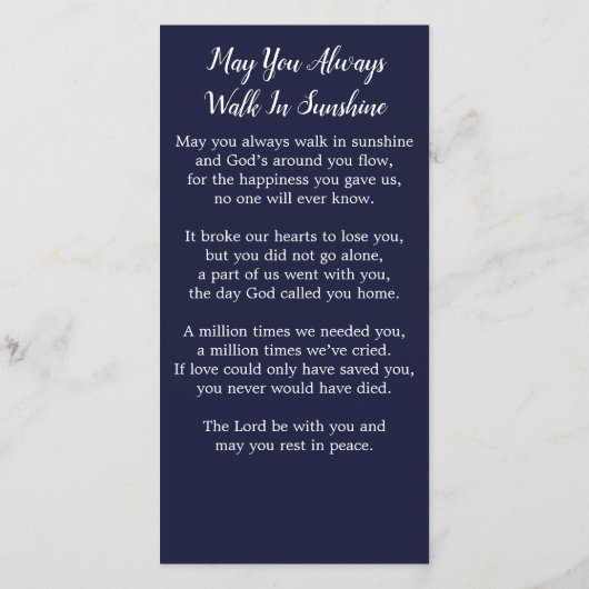 メモリアル祈りの言葉カードアメリカ国旗退役軍人葬儀 シーズンカード (裏面)