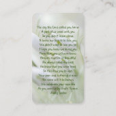 メモリアル祈りの言葉カードスノードロップガーデンフラワー 名刺 (裏面)