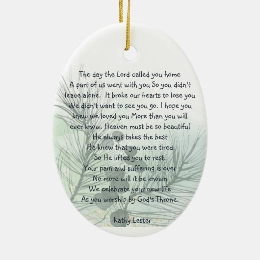 メモリアル祈りの言葉カードスプルースボウグリーナリー自然 セラミックオーナメント (裏面)