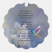 メモリアル祈りの言葉カードハミングバードホワイト花 オーナメントカード (裏面)