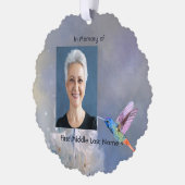 メモリアル祈りの言葉カードハミングバードホワイト花 オーナメントカード (左)