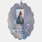 メモリアル祈りの言葉カードハミングバードホワイト花 オーナメントカード (左)