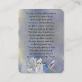 メモリアル祈りの言葉カードハミングバードホワイト花 名刺 (裏面)