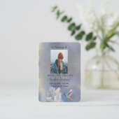 メモリアル祈りの言葉カードハミングバードホワイト花 名刺 (スタンド正面)