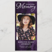 メモリアル祈りの言葉カードパープル大理石葬儀写真 メニュー (正面)