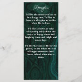 メモリアル祈りの言葉カードフォトエメラルドグリーン葬儀 (裏面)