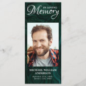 メモリアル祈りの言葉カードフォトエメラルドグリーン葬儀 (正面)