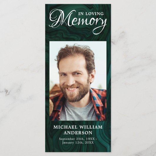 メモリアル祈りの言葉カードフォトエメラルドグリーン葬儀 (正面)