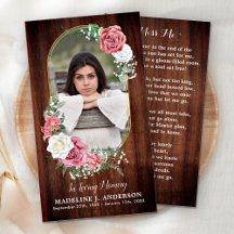 メモリアル祈りの言葉カードフォトカントリーフローラ葬儀