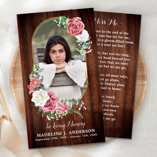 メモリアル祈りの言葉カードフォトカントリーフローラ葬儀