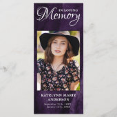 メモリアル祈りの言葉カードフォトパープル大理石葬儀 (正面)