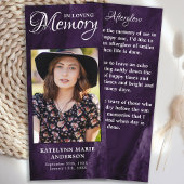 メモリアル祈りの言葉カードフォトパープル大理石葬儀