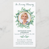 メモリアル祈りの言葉カード葬儀しおり緑 (正面)