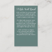 メモリアル祈りの言葉カード葬儀ユーカリ植物学 コーリングカード (裏面)