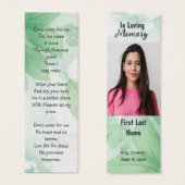 メモリアル祈りの言葉カード葬儀自然ブックマーク (正面&裏面)