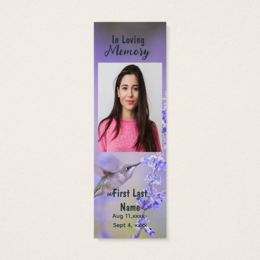 メモリアル祈りの言葉カード葬儀自然ブックマーク (裏面)