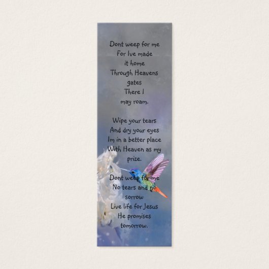 メモリアル祈りの言葉カード葬儀自然ブックマーク (正面)