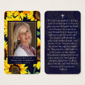 メモリアル祈りの言葉カード |ひまわり素朴の花 (正面&裏面)