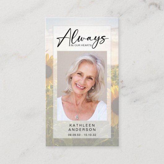 メモリアル祈りの言葉カード |ひまわり コーリングカード (正面)