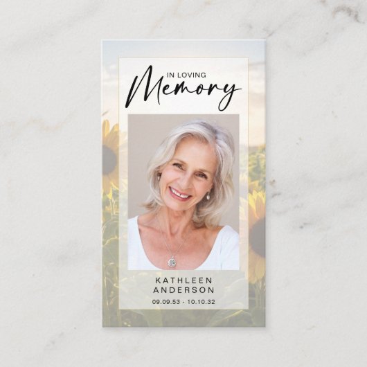 メモリアル祈りの言葉カード |ひまわり コーリングカード (正面)