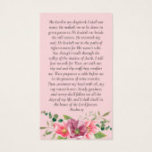 メモリアル祈りの言葉カード |ピンクの花 (裏面)