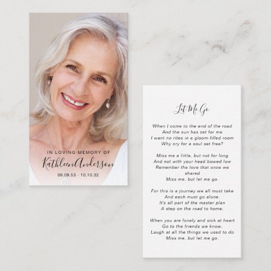 メモリアル祈りの言葉カード |フルフォト コーリングカード (正面/裏面)