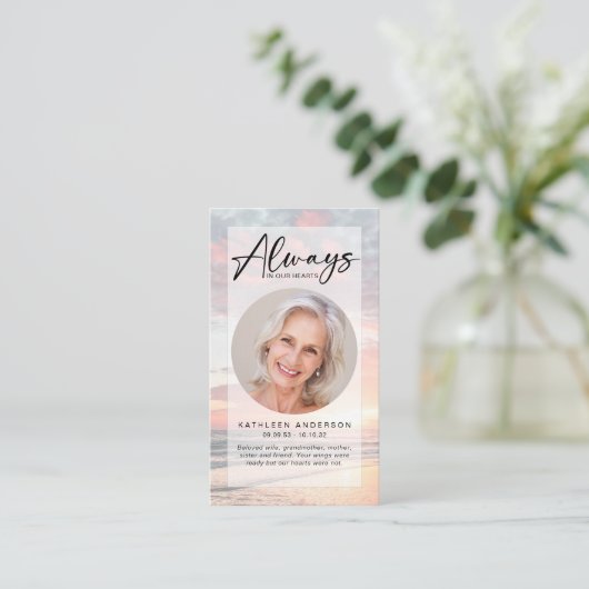 メモリアル祈りの言葉カード |日の入り海 コーリングカード (スタンド正面)