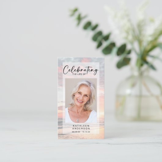 メモリアル祈りの言葉カード |日の入り海 コーリングカード (スタンド正面)