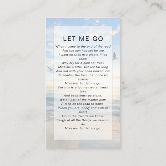 メモリアル祈りの言葉カード |海 コーリングカード (裏面)