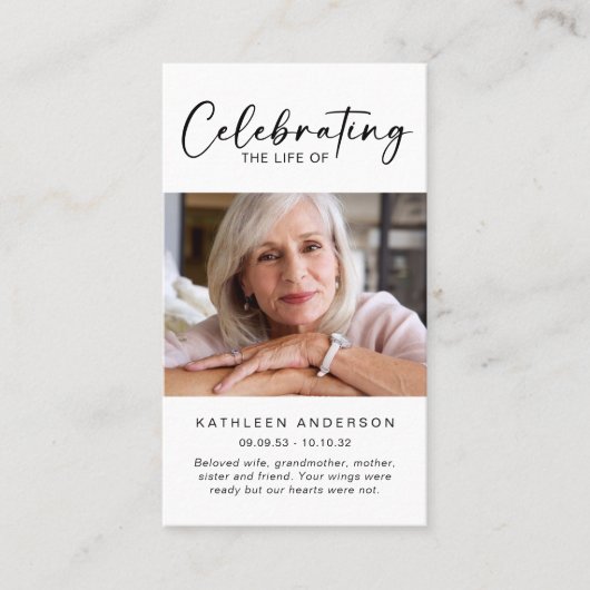 メモリアル祈りの言葉カード |祝の人生 コーリングカード (正面)