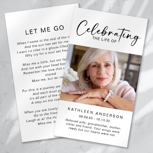 メモリアル祈りの言葉カード |祝の人生 コーリングカード