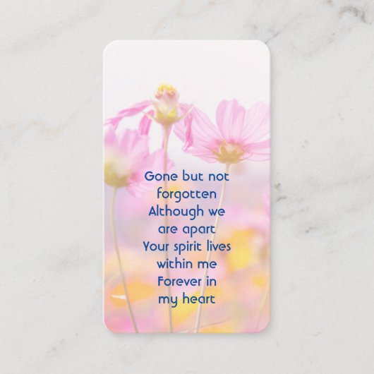 メモリアル祈りの言葉ガーデンフラワーズビジネスカード 名刺 (正面)