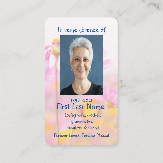 メモリアル祈りの言葉ガーデンフラワーズビジネスカード 名刺 (裏面)